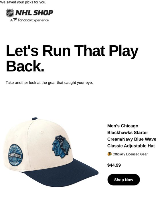 Revisit: Men's Chicago Blackhawks  Starter Cream/Navy ...