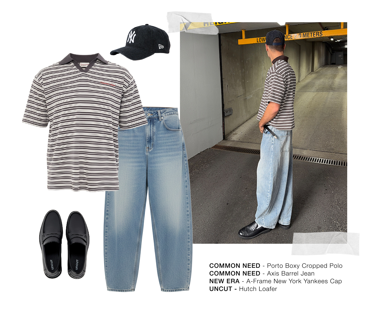 common need - porto boxy cropped polo common need - axis barrel jean
new era - a-frame new york yankees cap
uncut - hutch loafer