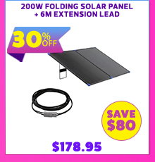 200W Folding Solar Panel + 6m Extension Lead