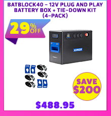 BatBlock40 - 12V Plug and Play Battery Box + Tie-Down Kit (4-Pack)
