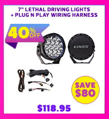 7 Lethal driving lights + Plug N Play Wiring Harness