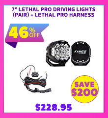 7 Lethal Pro Driving Lights (Pair) + Lethal pro harness