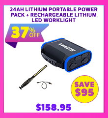 24Ah Lithium Portable Power Pack + Rechargeable Lithium LED Worklight