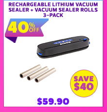 Rechargeable Lithium Vacuum Sealer + Vacuum Sealer Rolls 3-Pack