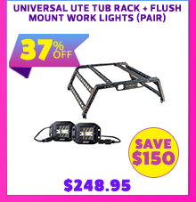 Universal Ute Tub Rack + Flush Mount Work Lights (Pair)