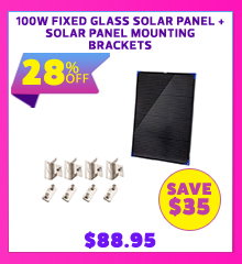 100W Fixed Glass Solar Panel + Solar Panel Mounting Brackets