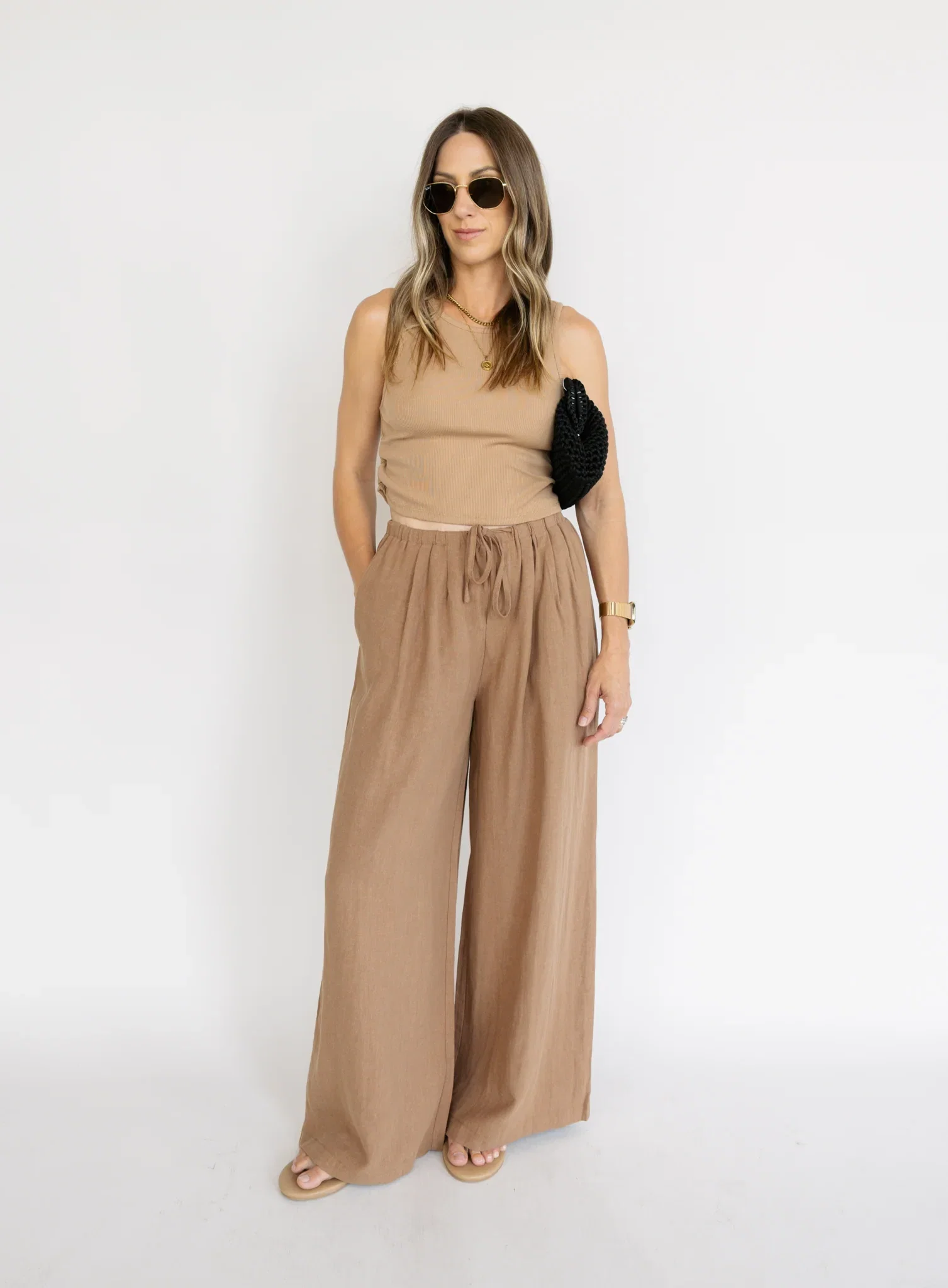 Romy Wide Leg Trousers - Rattan