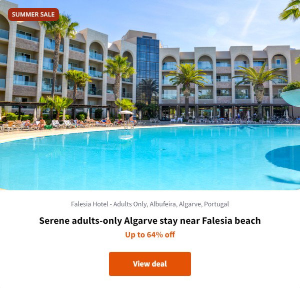 Serene adults-only Algarve stay near Falesia beach