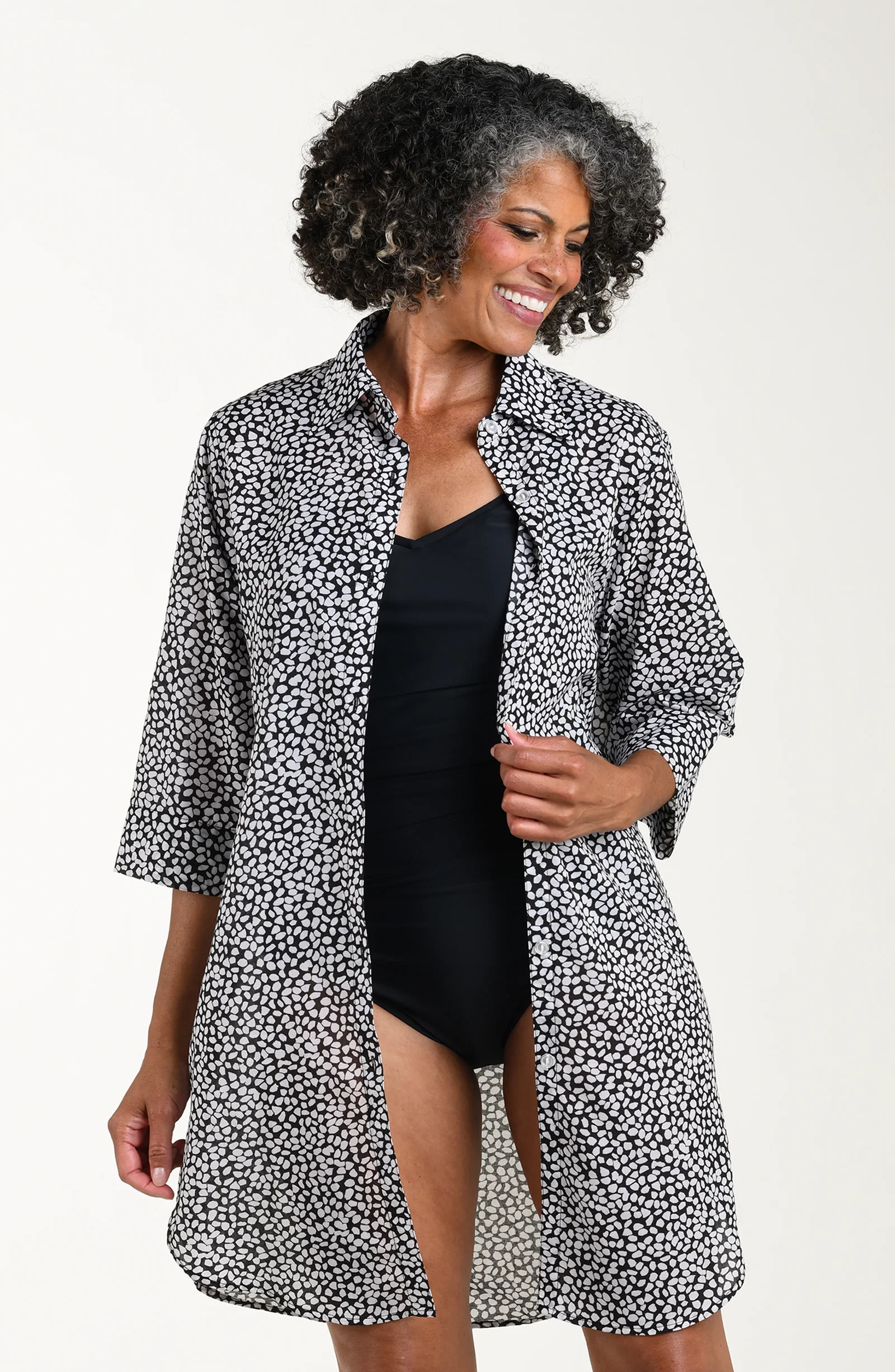 Dot Mosaic Button Down Tunic