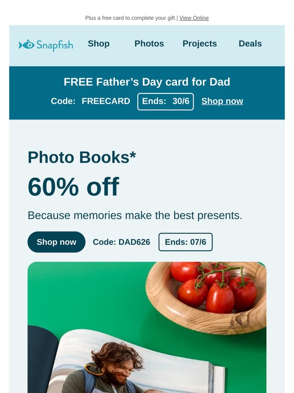 Photo books he'll keep forever — 60% off