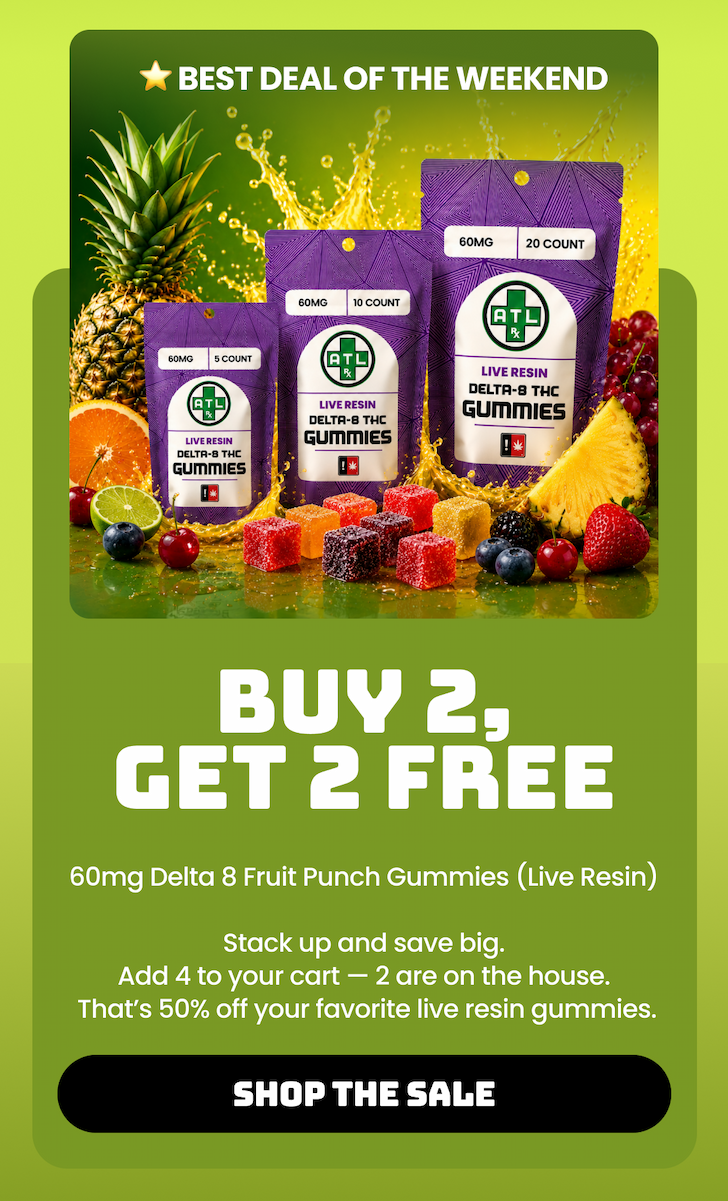 Buy 2, Get 2 Free 60mg Delta 8 Fruit Punch Gummies