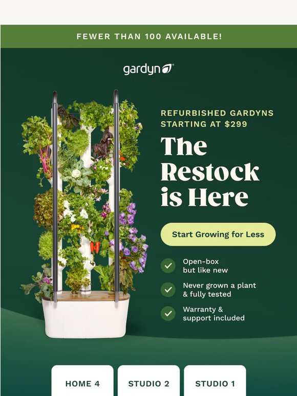 BACK IN STOCK: Gardyn Refurbs