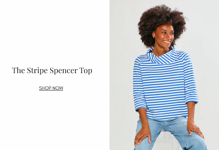 Zoom Woman wearing a blue and white striped shirt and jeans on a white background Zoom Person wearing a blue and white striped shirt and light blue jeans against a white background Zoom Person wearing a blue and white striped shirt and light blue jeans against a plain background Zoom Woman wearing a blue and white striped shirt against a plain background Zoom The Stripe Spencer Top in French Blue