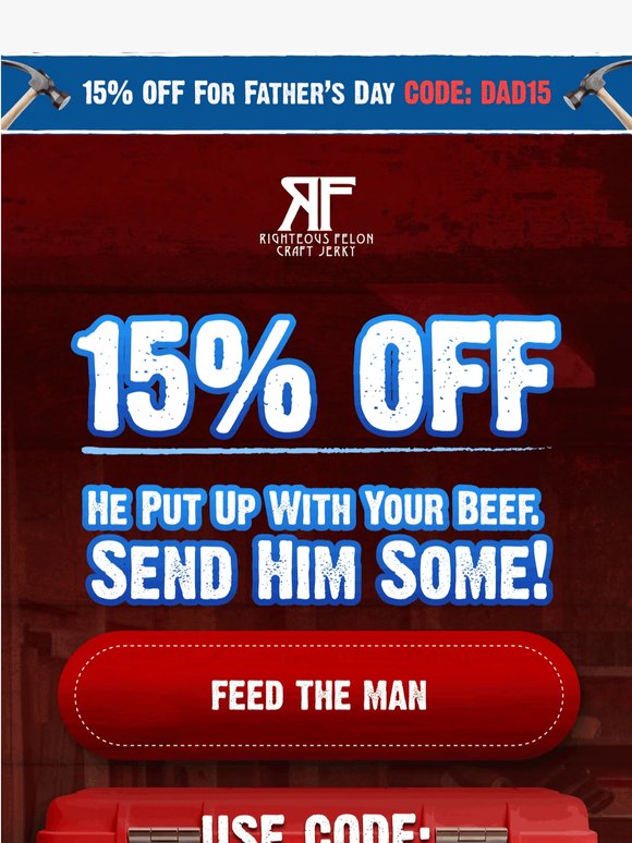 15% OFF. Skip The Mug. Send Meat. 🥩