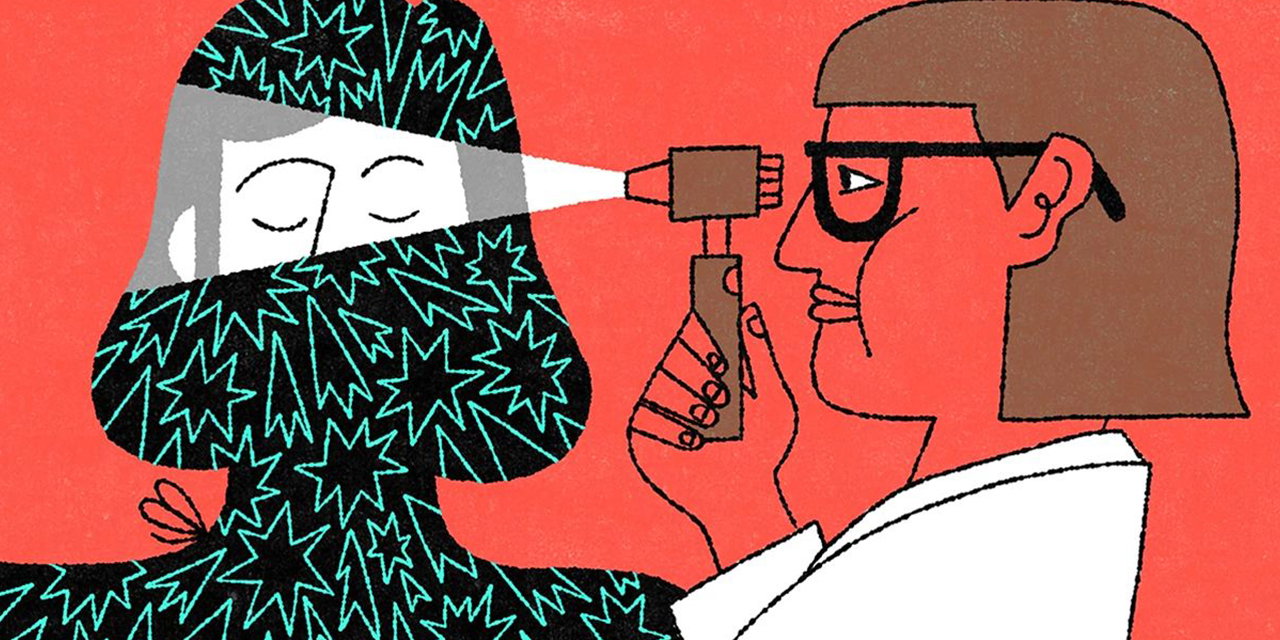 Illustration of an eye exam.