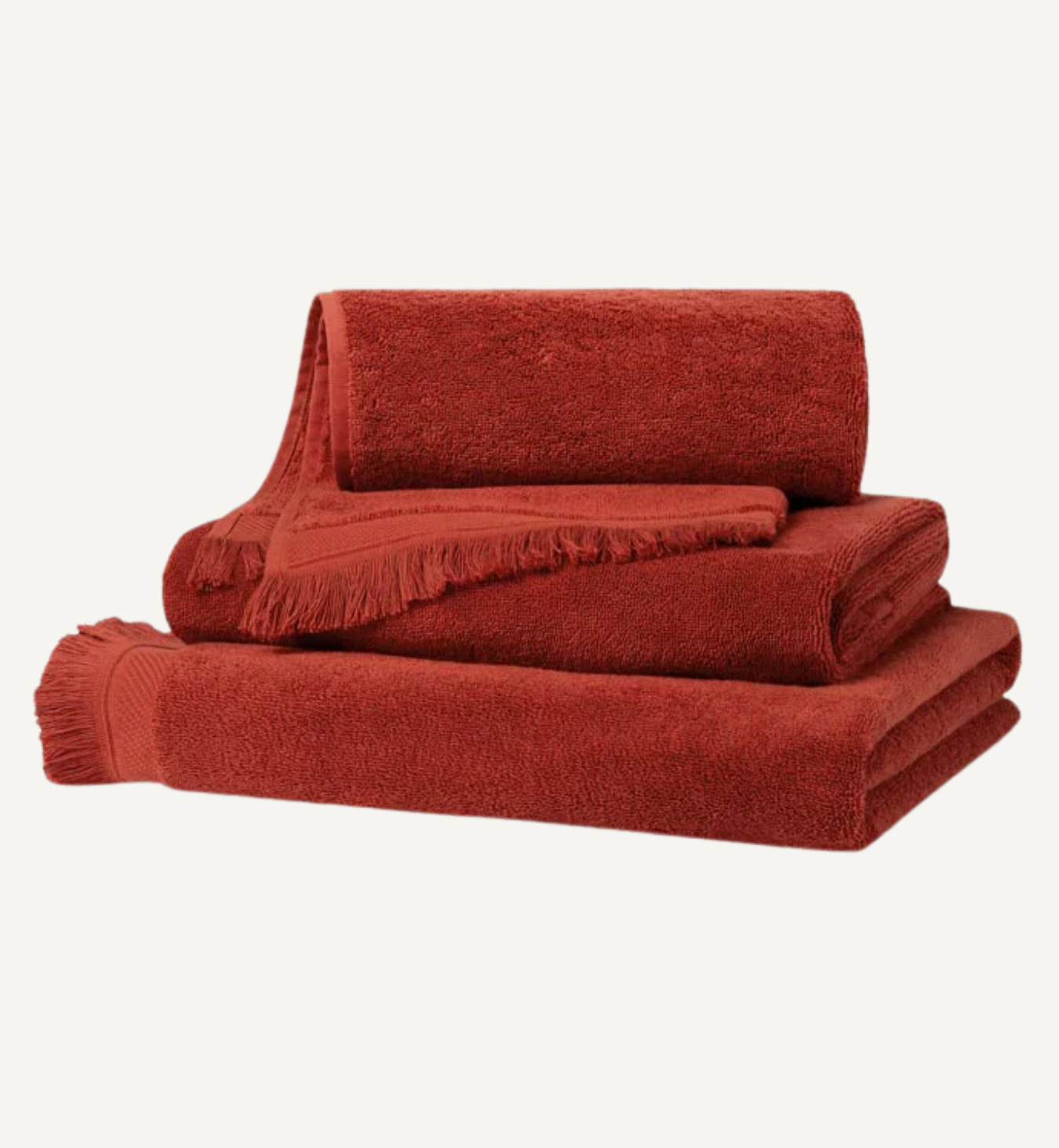 Sandstone Red Fringe Edge Cotton Towels