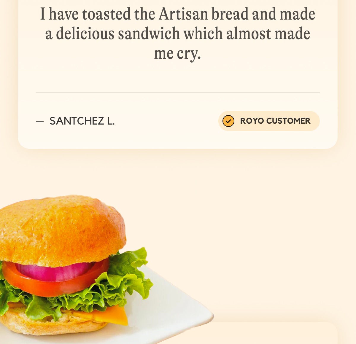 " I have toasted the Artisan bread and made a delicious sandwich which almost made me cry."