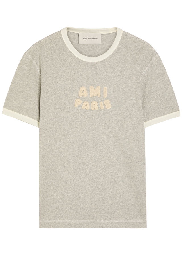 AMI PARIS Logo-appliquéd cotton T-shirt