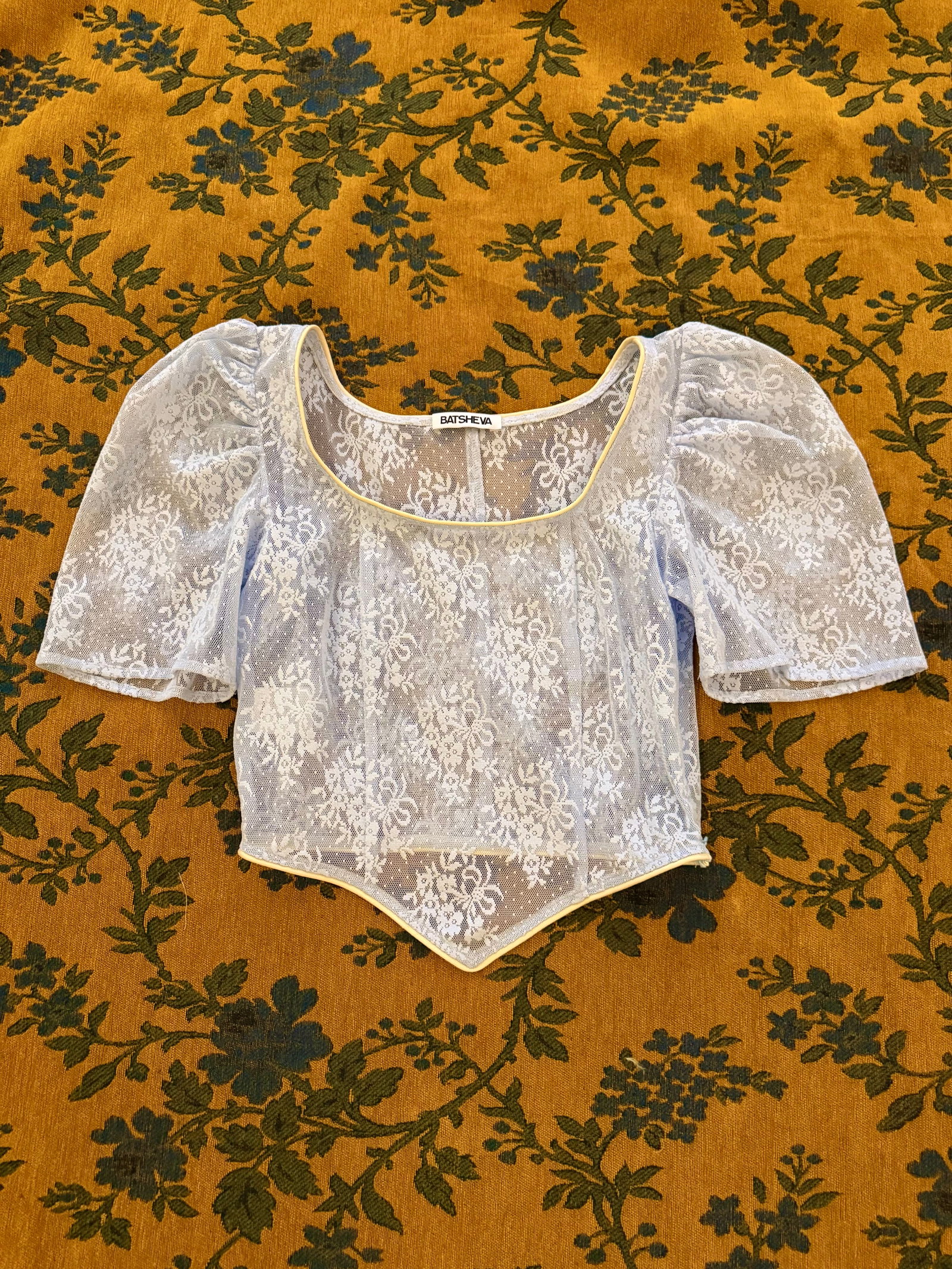 Image of Dirndl Top in Light Blue Lace