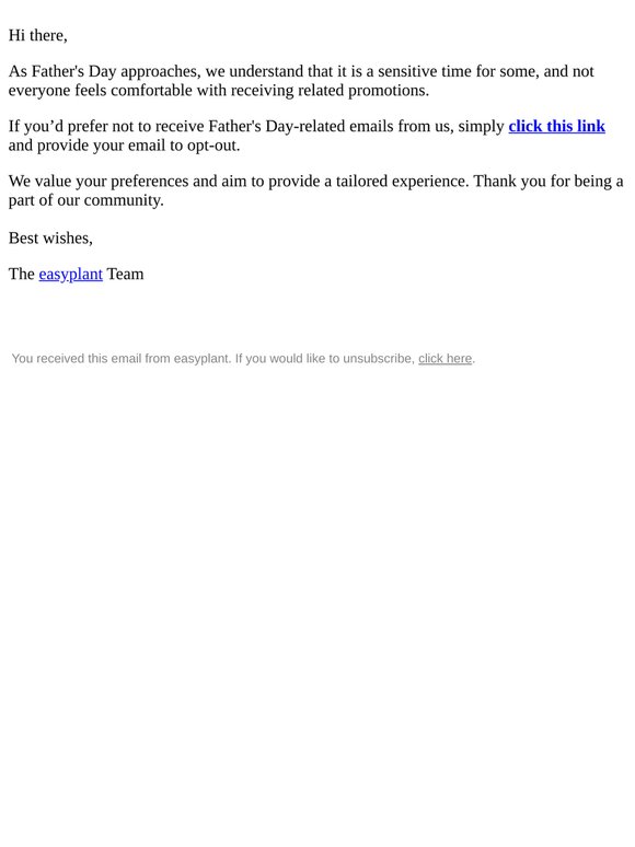 Prefer to opt-out of Father's Day emails?