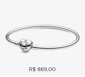 Pulseira Pandora Bracelete Prata Rigido com Fecho Coração