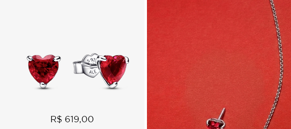 Brinco de Prata Pequeno Coração Vermelho