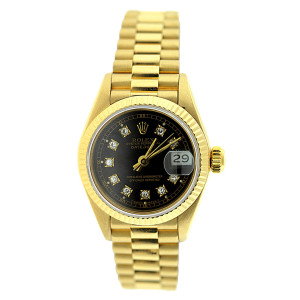 Image of Rolex Presidential Datejust 18K Yellow Gold Women's Diamond Watch 0.1ct 