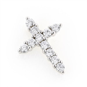 Image of Small 14K Gold Round Diamond Cross Pendant for Women 1 carat