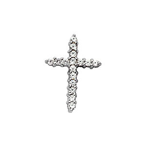 Image of 14K Gold Round Diamond Cross Pendant 0.77ct