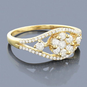 Image of Diamond Flower Engagement Ring 14K 0.67ct