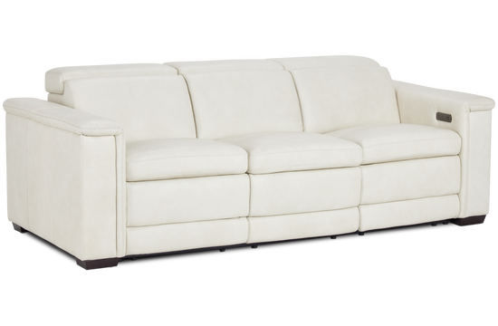 Ainsley White Leather Power Reclining Sofa
