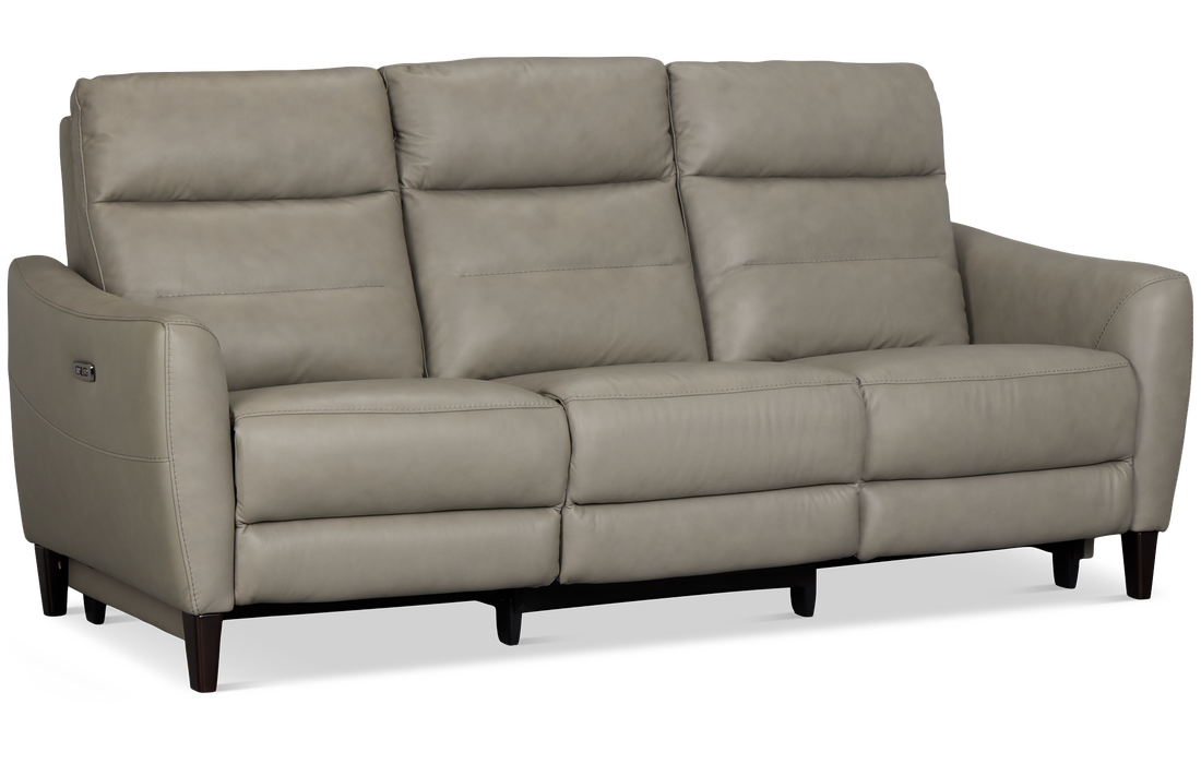Keaton Gray Lthr/vinyl Power Reclining Sofa W/ Power Headrest