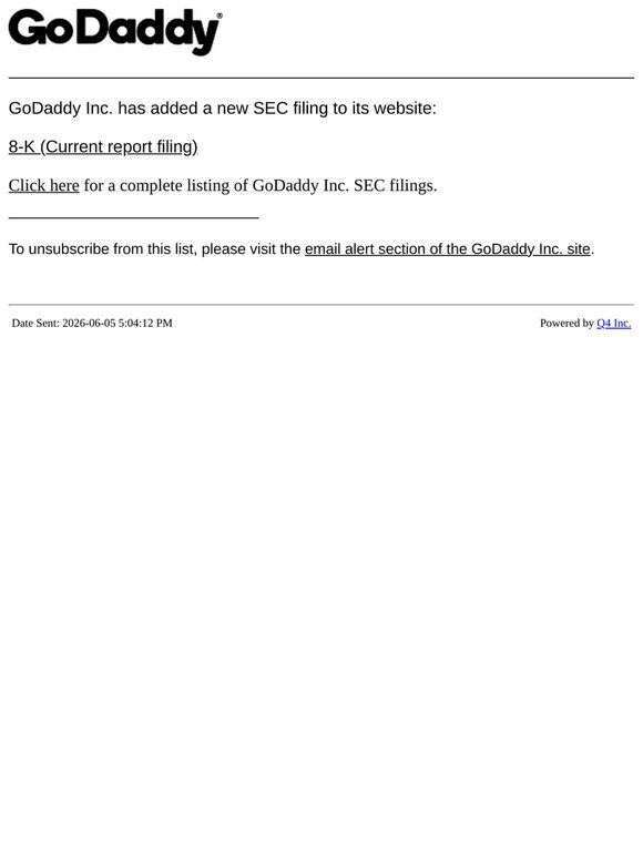 GoDaddy - 8-K (Current report filing) SEC Filing