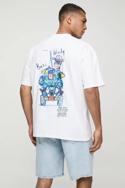 White Oversized Extended Neck Disney Toy Story License T-Shirt