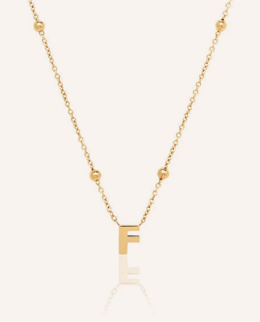Mini Letter Sphere Chain Necklace (Gold)