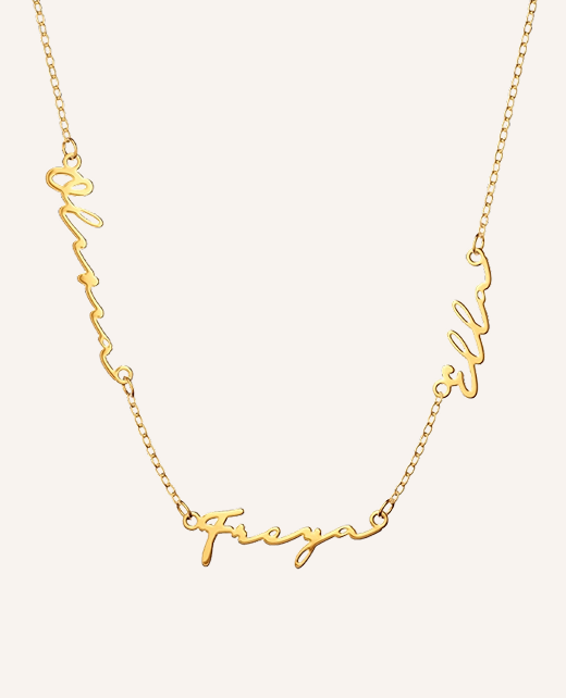 Multi Signature Name Necklace (Gold)