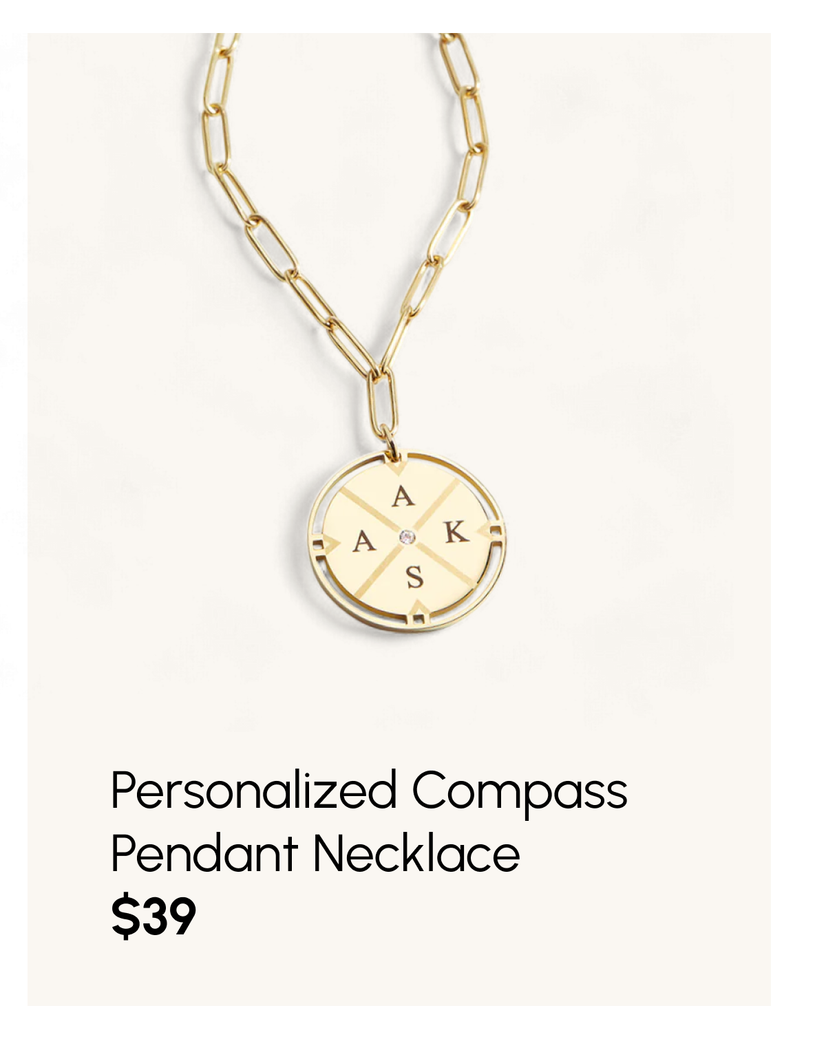 Personalized Compass Pendant Necklace
