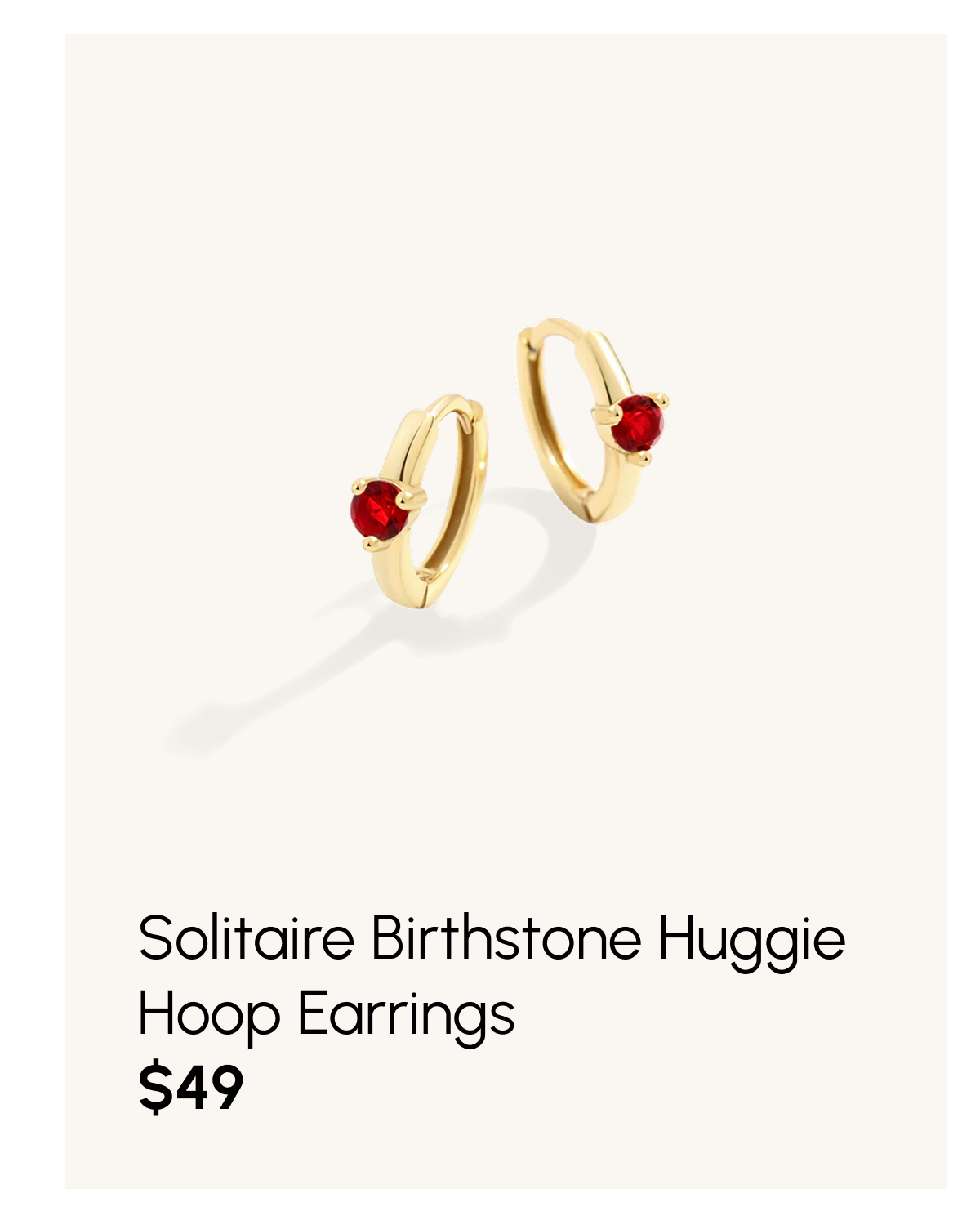 Solitaire Birthstone Huggie Hoop Earrings