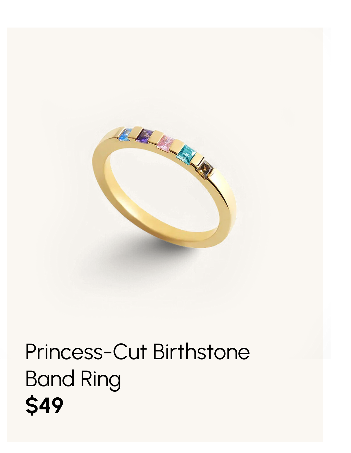 Princess-Cut Birthstone Band Ring