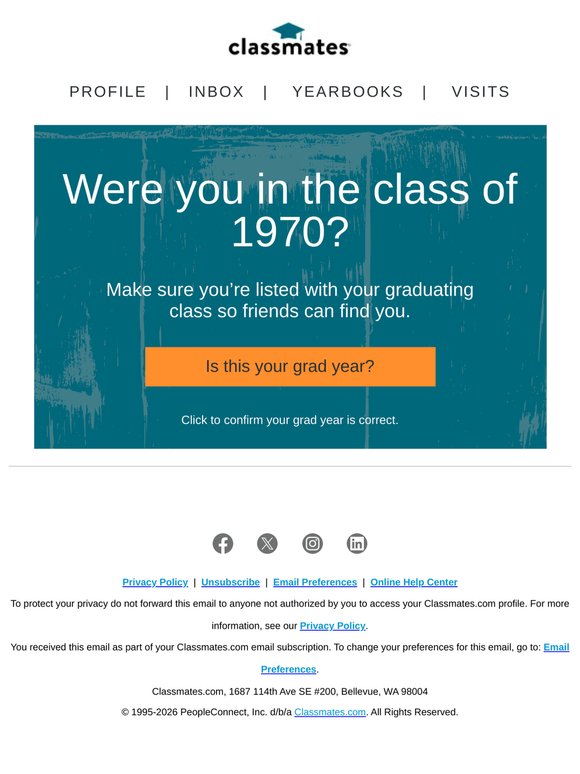 🎓 —, were you a 1970 grad?