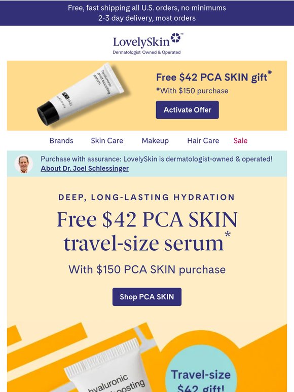 FREE $42 PCA SKIN Hyaluronic Acid Serum will give your skin a drink of water