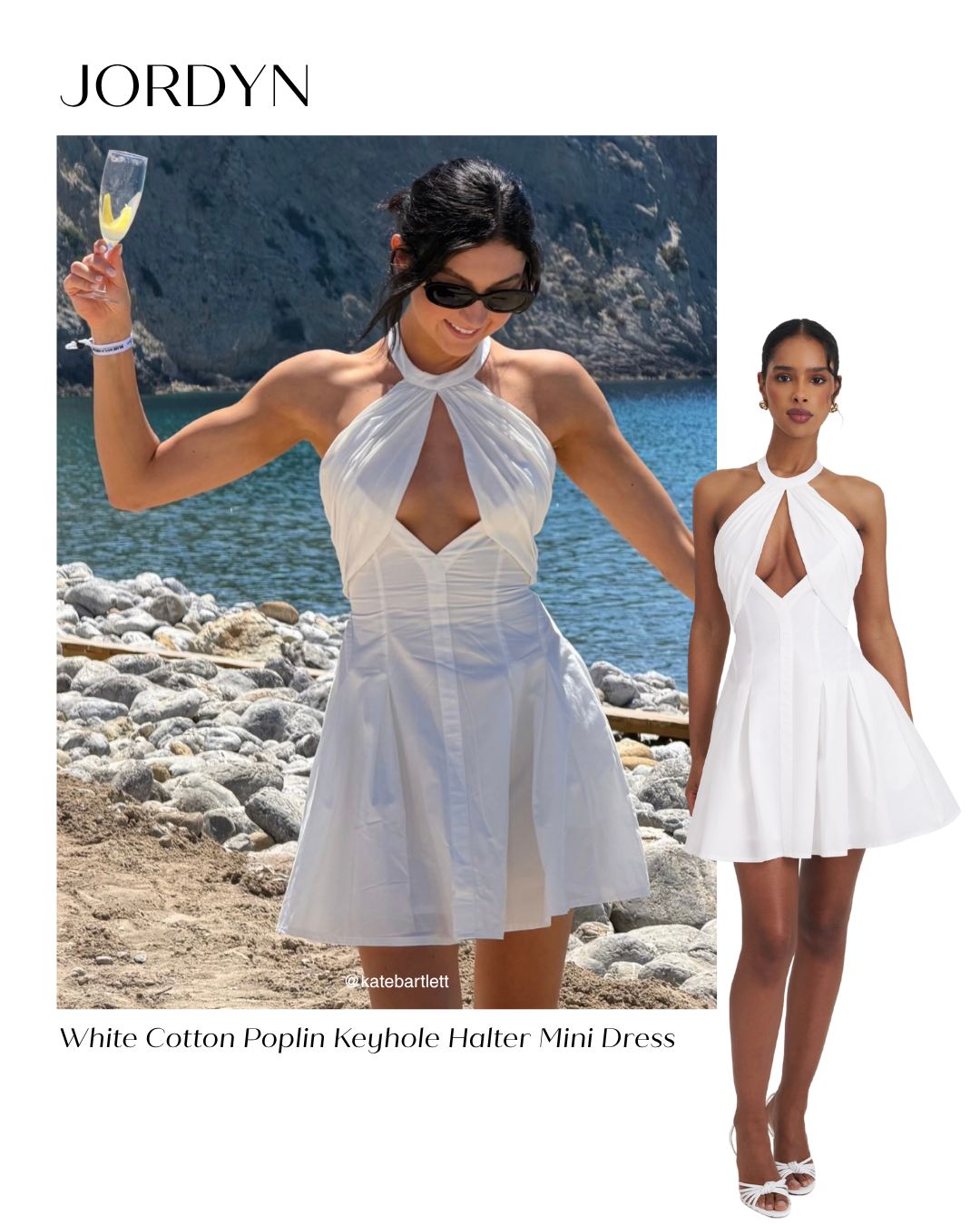 Jordyn White Cotton Poplin Keyhole Halter Mini Dress