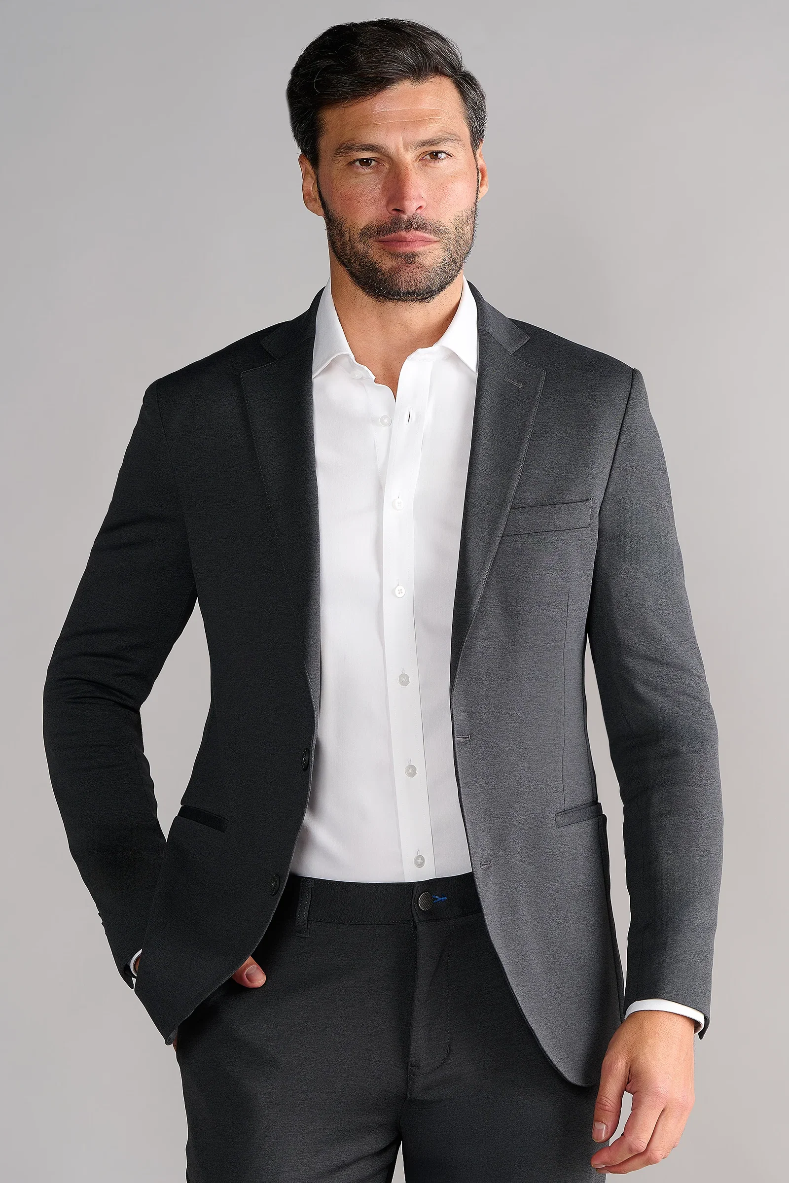 Image of Circular Knit Blazer // Heather Grey