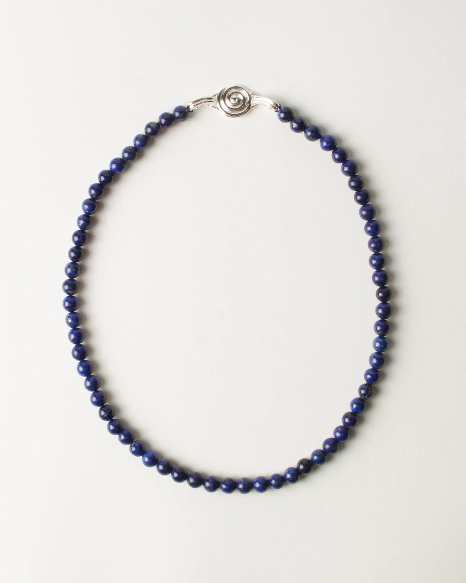Image of Petite Beaded Swirl Necklace Silver Plated with Lapis