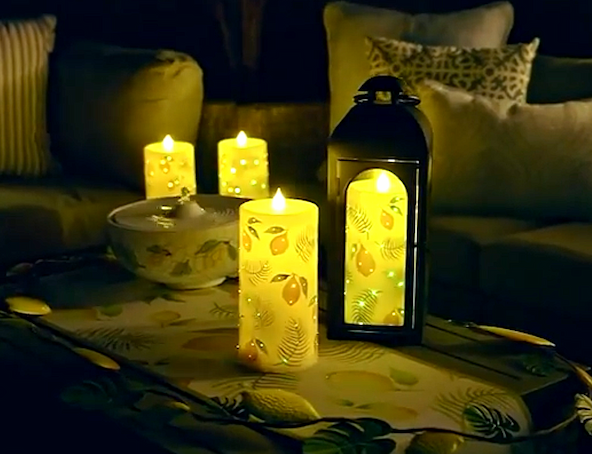 Temp-tations New Arrivals - Outdoor Flameless Candles in Lemons & Palm design
