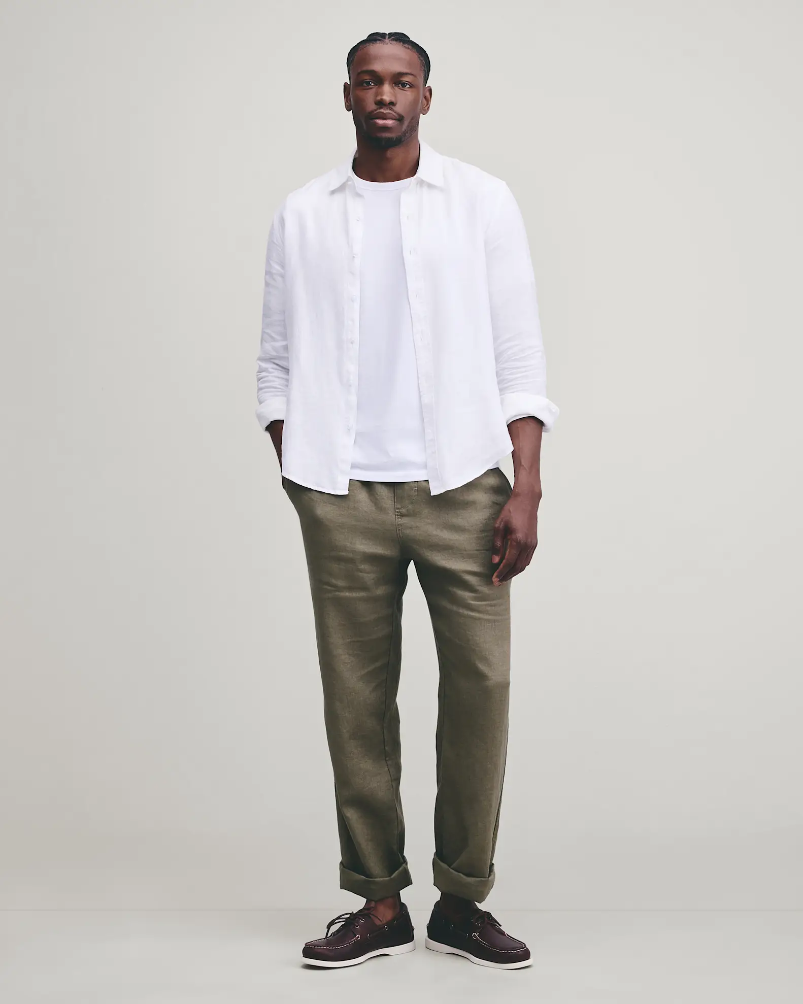 100% European Linen Relaxed Long Sleeve Shirt