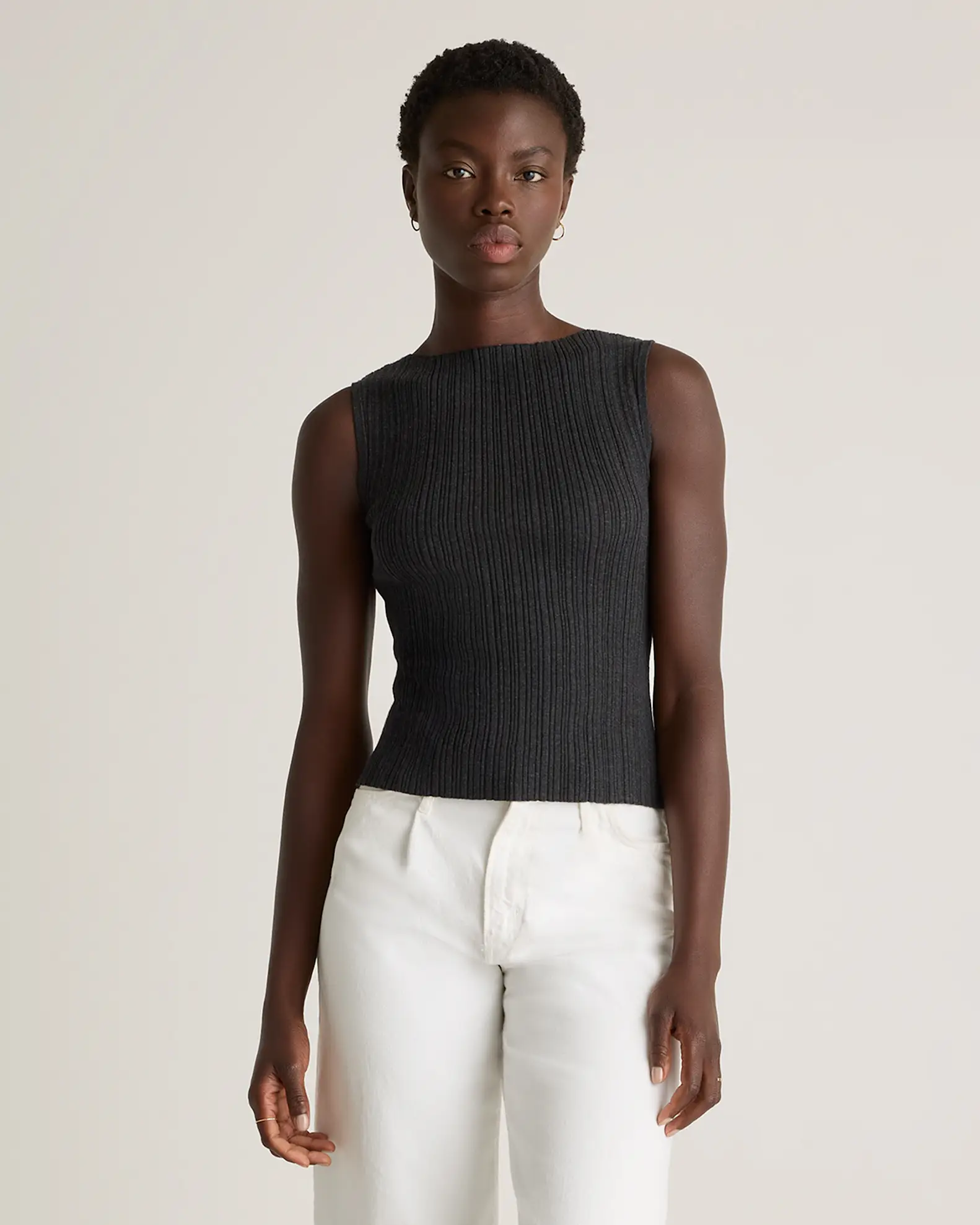 Cotton Cashmere Ribbed Tank