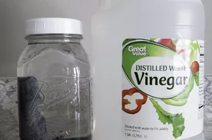 Pour vinegar into a jar for a 3-step bedroom idea that will save you thousands