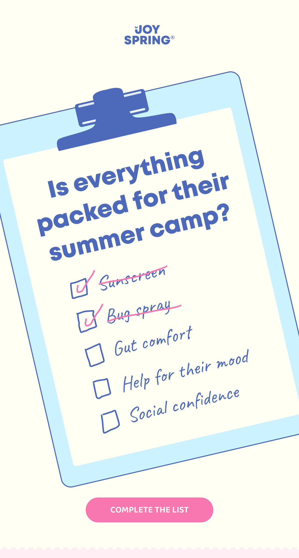 Is everything packed for their summer camp?