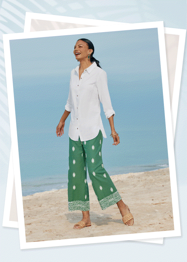 Lohara Linen Blend Crop Pants GIF